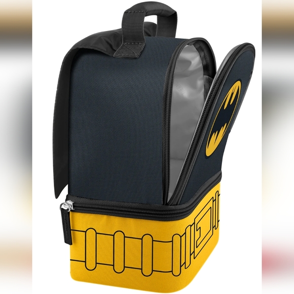 Thermos Batman Lunchbox Bag Cape Top Handle 2 Compartment Kids Boys Grey OS NWT - Picture 9 of 16